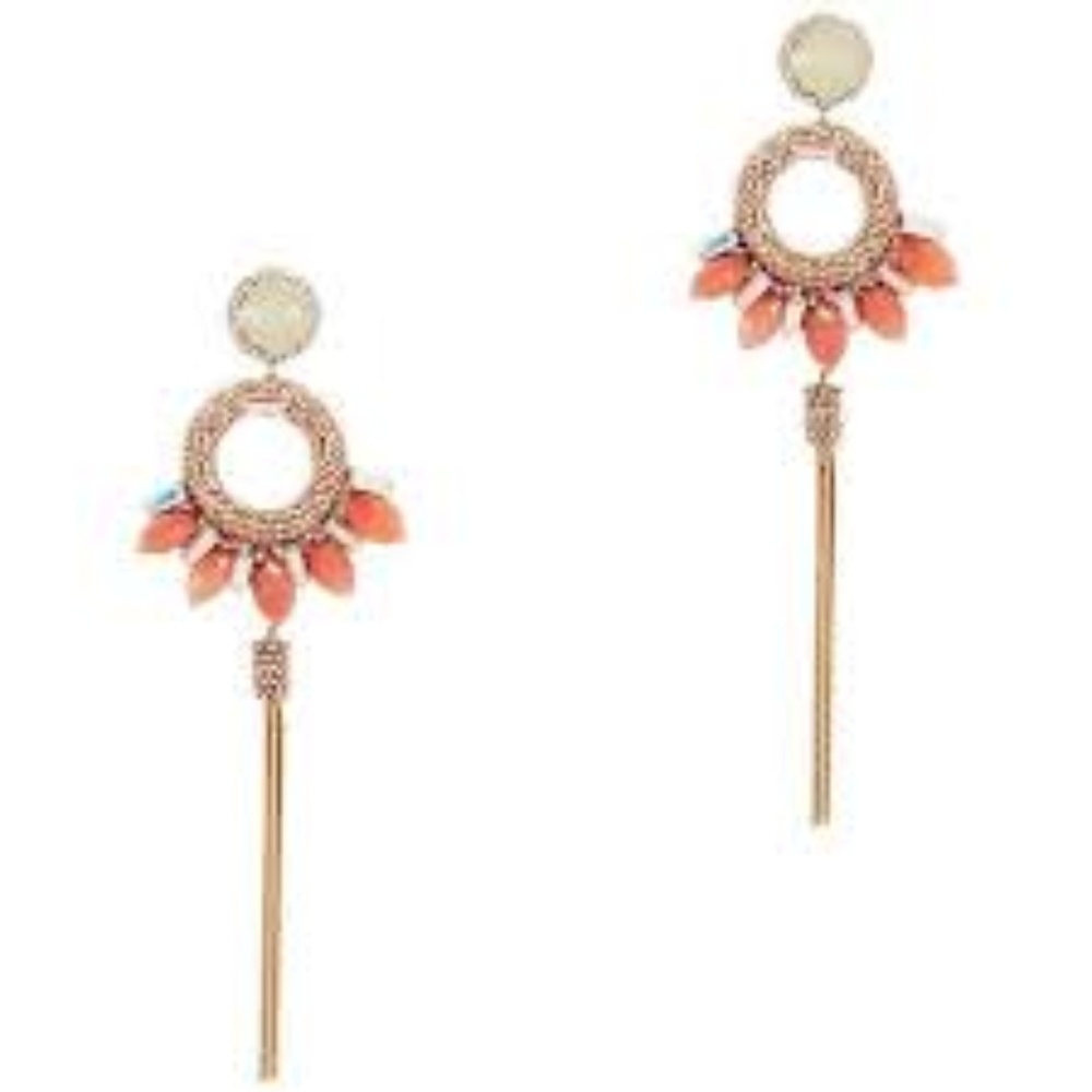 Deepa Gurnani - Peach Stone Tassle Earrings NWT